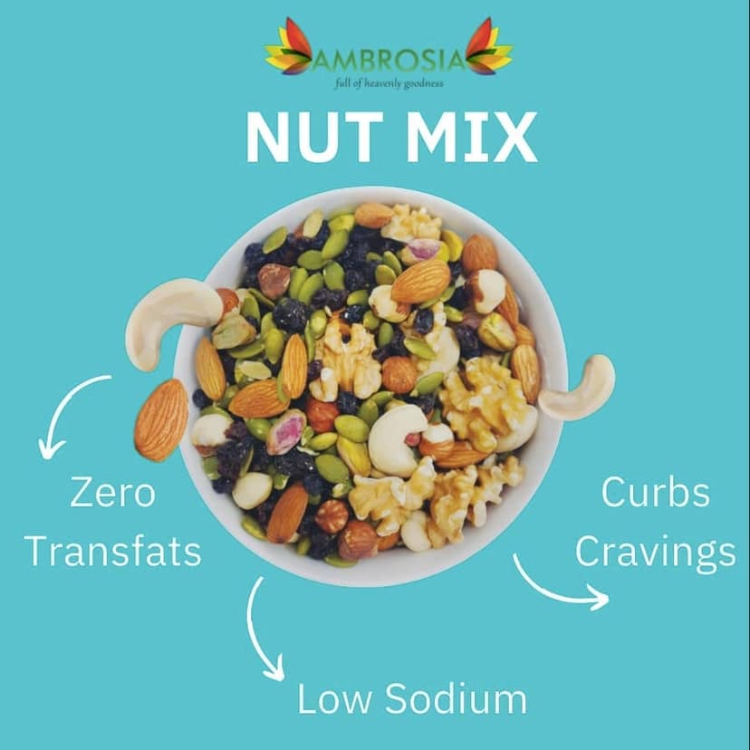 Ambrosia Nut Trail Mix 200 g | Full of Exotic Nuts - Hazelnuts , Walnuts , Pistachio , Cashew & Almonds view 3