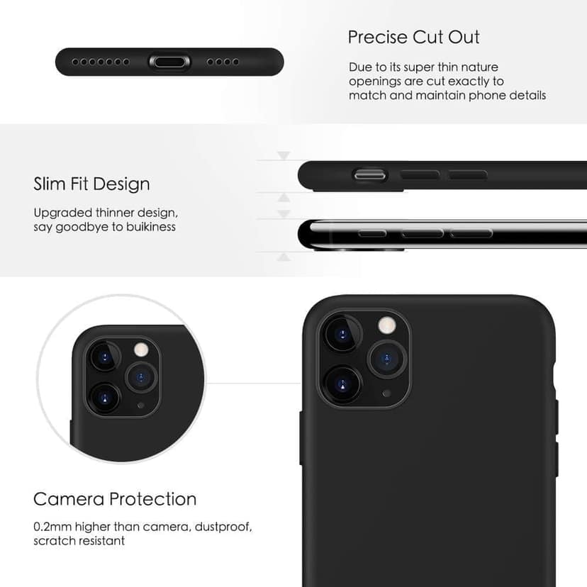 Memumi Crystalloid Series Liquid Silicone Back Cover for Apple iPhone 11 Pro Shockproof-Black(5.8") view 3