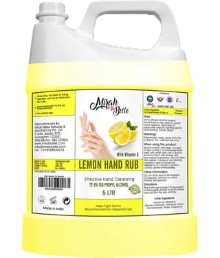 Mirah Belle Lemon Hand Rub Sanitizer Gel Can- Sulfate and Paraben Free Hand Sanitizer 5000 mL Pack of 1
