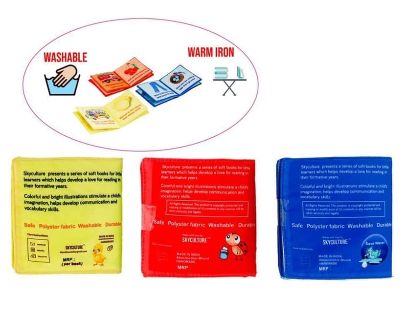 Skyculture� Primary Colours Cloth Book - English Language, Soft Fabric Toy Book for Early Learning Lightweight and Foldable (Pack of 3) for Kids view 3