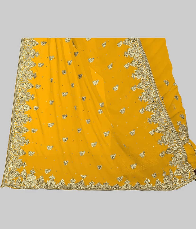 Om Shantam Sarees Georgette Embellished Saree With Unstitched Blouse Piece ( Pink ) view 2