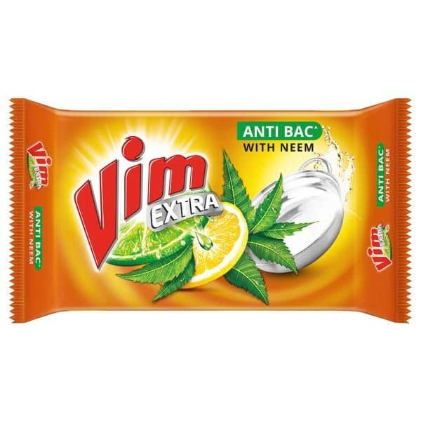 Vim Extra Anti Bac Neem Dishwash Bar, 115 gm