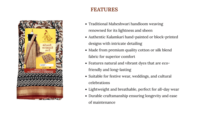Maheshwari Kalmkari Saree 1 Piece Each view 3