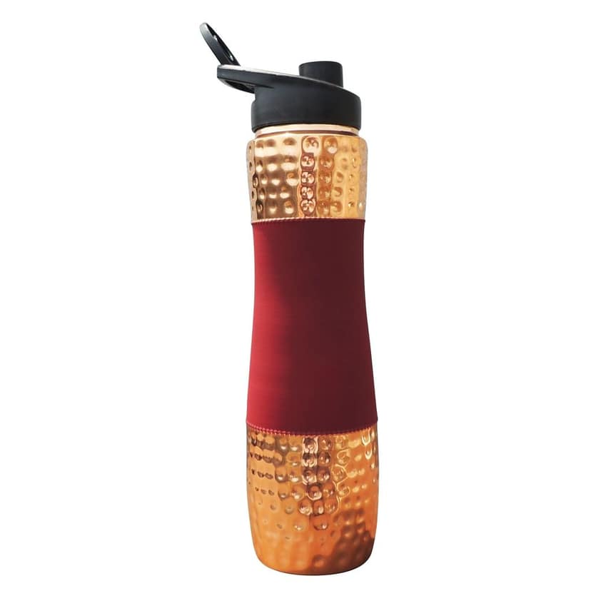 Copper Water Bottle Sipper Silk Finish � Leak Proof Reusable Drinking Bottle, Height : 11.5 Inch (BCMAS188 A) view 2