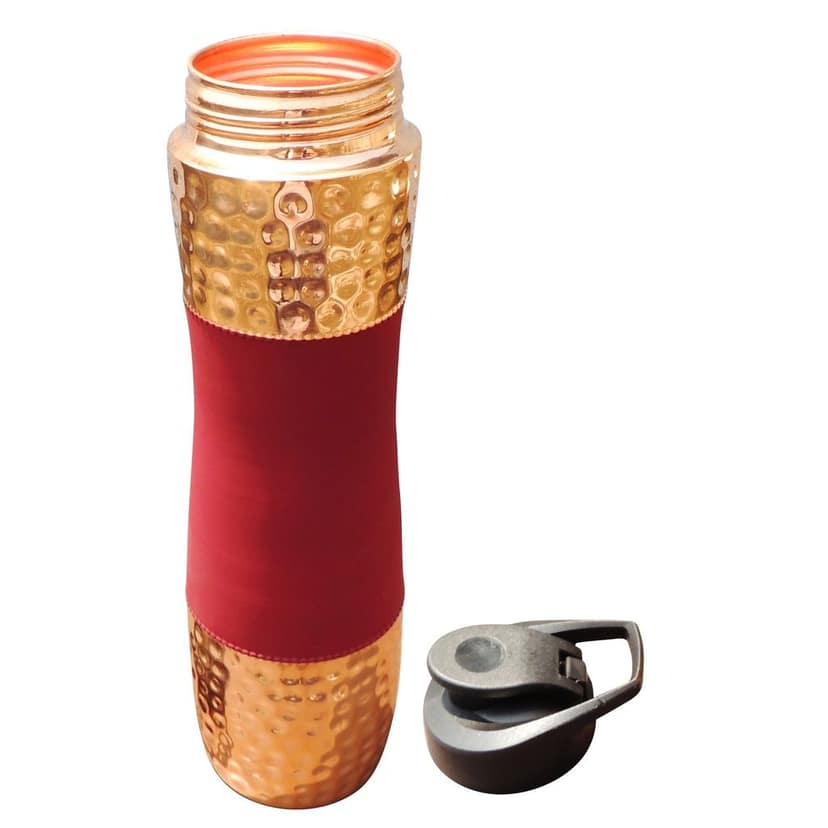Copper Water Bottle Sipper Silk Finish � Leak Proof Reusable Drinking Bottle, Height : 11.5 Inch (BCMAS188 A) view 3