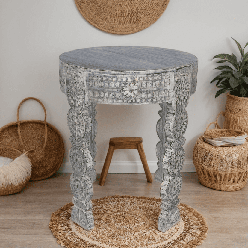 Wooden Carved Coffee Table Set of 2 | Home Decor Furniture view 2