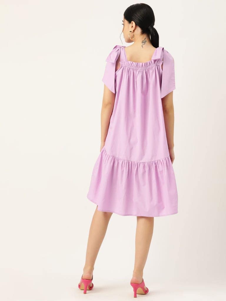 Solid Cotton A-line Dress view 4
