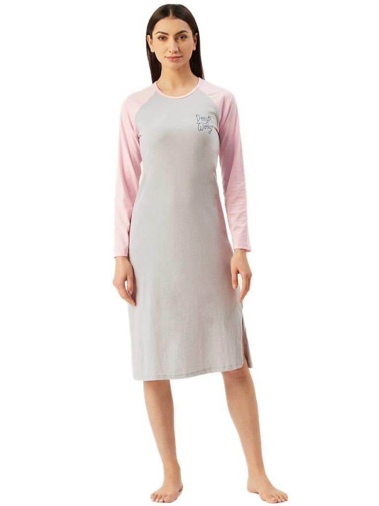 Klamotten Women's Printed Full Sleeves Sleepshirt DB12Z view 2