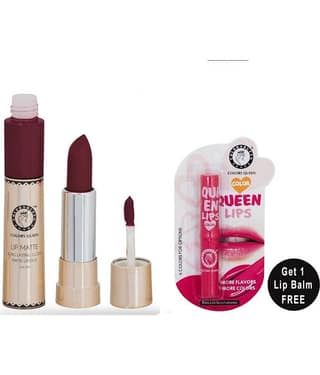 Colors Queen 2 in 1 Matte Finish Water Proof Lipstick Maroon With Hydrating Lip Balm (Combo of 2)