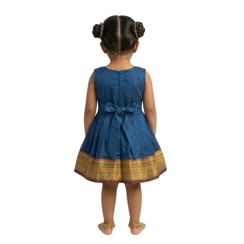 Mom and Me Baby Girls Summer Frock Dress (0–5 Years) | Soft Acrylic Cotton with Pure Cotton Lining | Sleeveless Round Neck | Lightweight & Breathable (in, Age, 4 Years, 5 Years, Regular, Blue) view 2