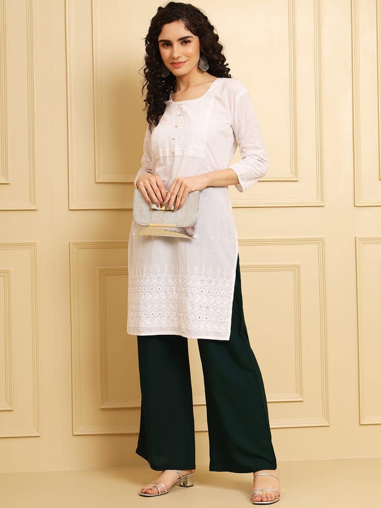Soft Colors Regular Fit Pocket Palazzo (Bottle Green) view 4