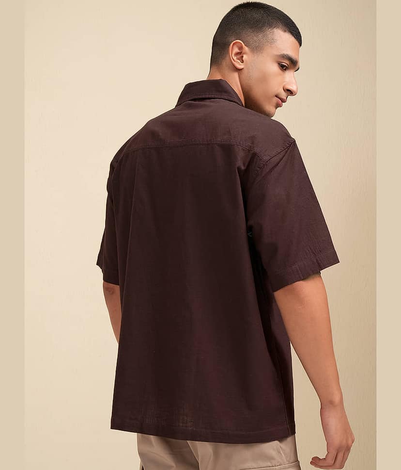 Highlander 100% Cotton Oversized Fit Solids Half Sleeves Men's Casual Shirt - Multicolor ( Pack of 1 ) view 3