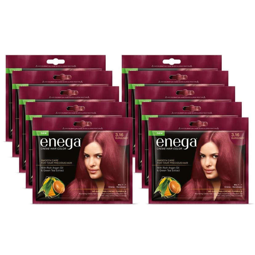 Enega Burgundy Creme Hair Color with Developer - No Ammonia, Long-Lasting Grey Coverage, Nourishing Formula view 3