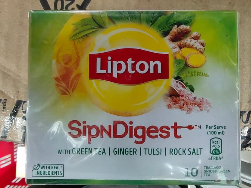 Lipton spindigest with green tea ginger Tulsi rock salt
