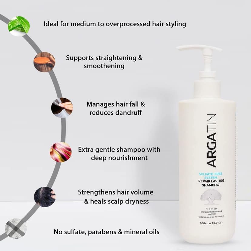 Argatin Keratin Repair Lasting Sulphate Free Shampoo For Dry And Damaged Hair | Daily Use (Shampoo 500Ml) view 4