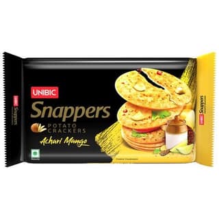 UNIBIC FOODS Snappers Potato Crackers - Achari Mango, Crispy & Crunchy, 300 g