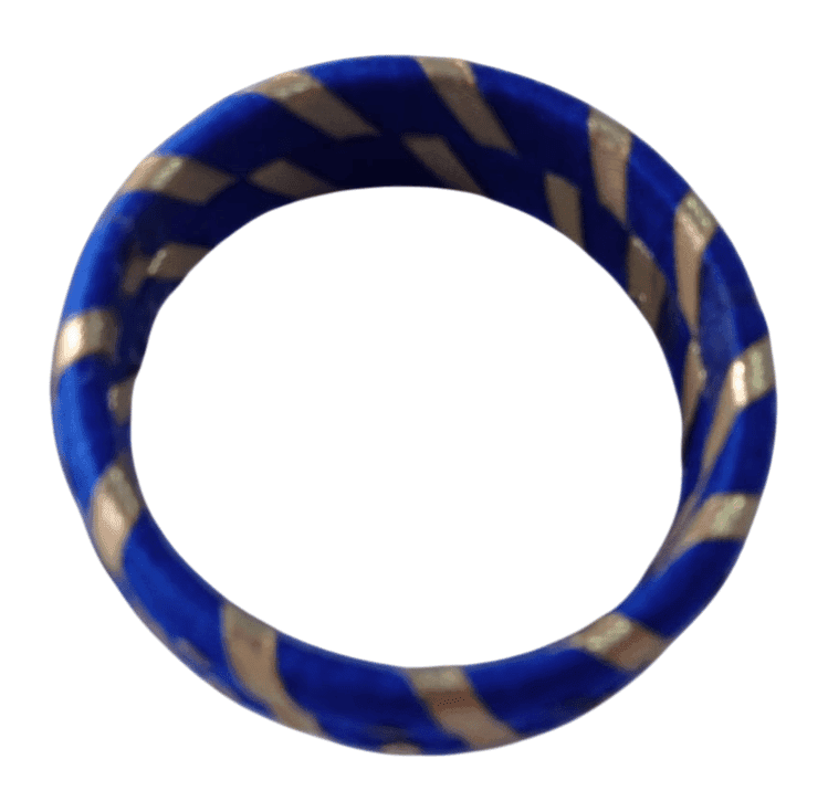 Blue and Gold Silk Thread Bangles with Stone Detailing view 3