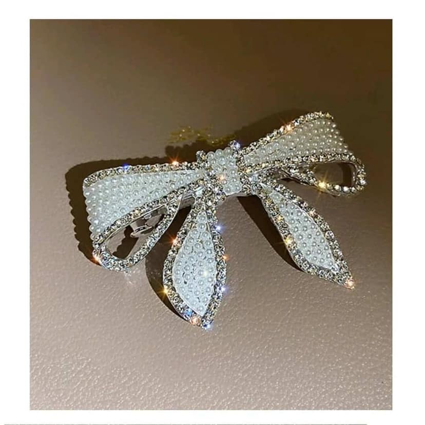 Elegant Pearl Bow Hair Clip view 3