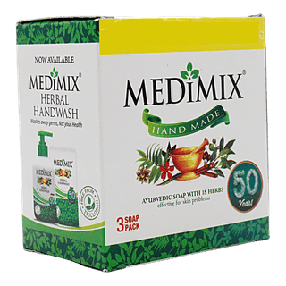 Medimix Ayurvedic Bathing Soap with 18 Herbs, Effective for Skin Problems, Handmade, 125 g Pack of 3