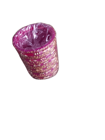 Red Glass Bangles with Golden Raine stones view 2