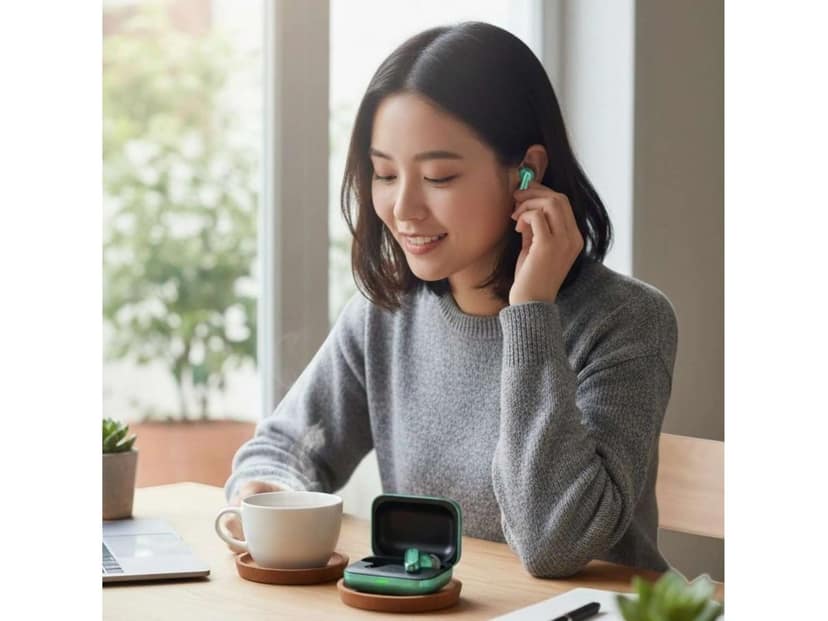 OlivLife ZEN True Wireless Earbuds, Bluetooth 6.0 in-Ear Headphones with ENC Mic, 14H Playtime, Deep Bass, Premium Sound, Type-C Fast Charging Case - Green view 4