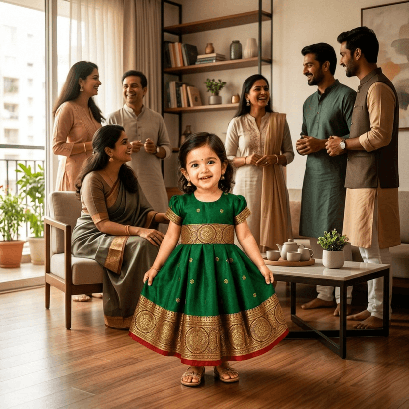 LUSTER Silk Satin Frock (Month 0-6, 6-12, 12-18) (12-18 Months, Green) view 3