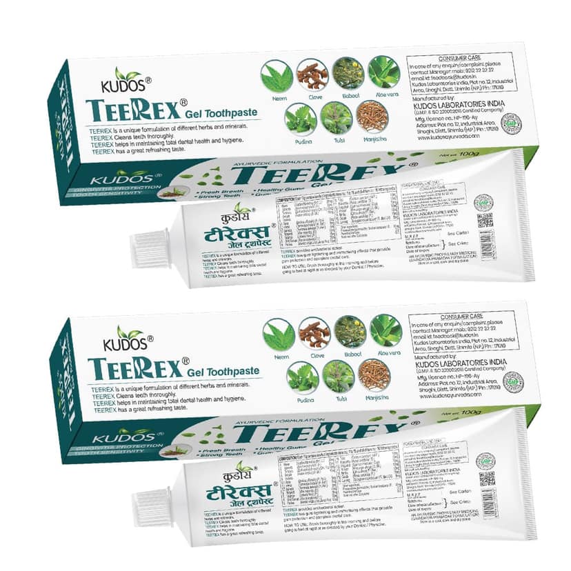 Kudos Teerex Gel Toothpaste Ayurvedic Formulation Multi Benefit Toothpaste | 100G | (Pack of 2) view 2