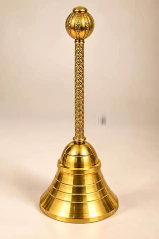 Heavy Duty Gadda Ghanti Golden with Gold Finish | Decorative Puja Bell for Home Mandir, Daily Pooja, Aarti & Religious Ceremonies (Original)