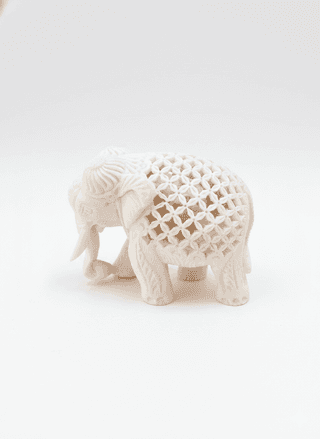 Intricately hand-carved Marble Elephant 3.5 Inches Home decor