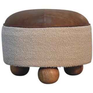 Cream Boucle Buffalo Footstool view 2
