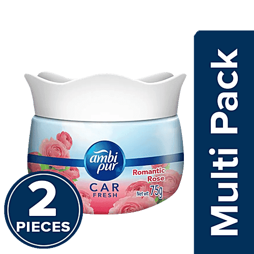 Ambipur Car Freshener Gel - Romantic Rose, 2 X 75 g Multipack