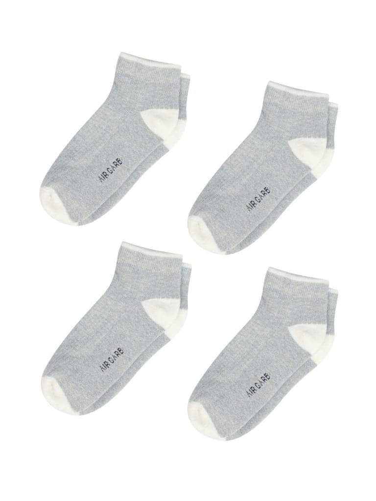 AirGarb Stylish Ribbed Low Ankle Cotton Socks for Men and Women: Comfortable Cushioning & Breathable Design Pack of 4 - ARB4G (Free Size) Grey