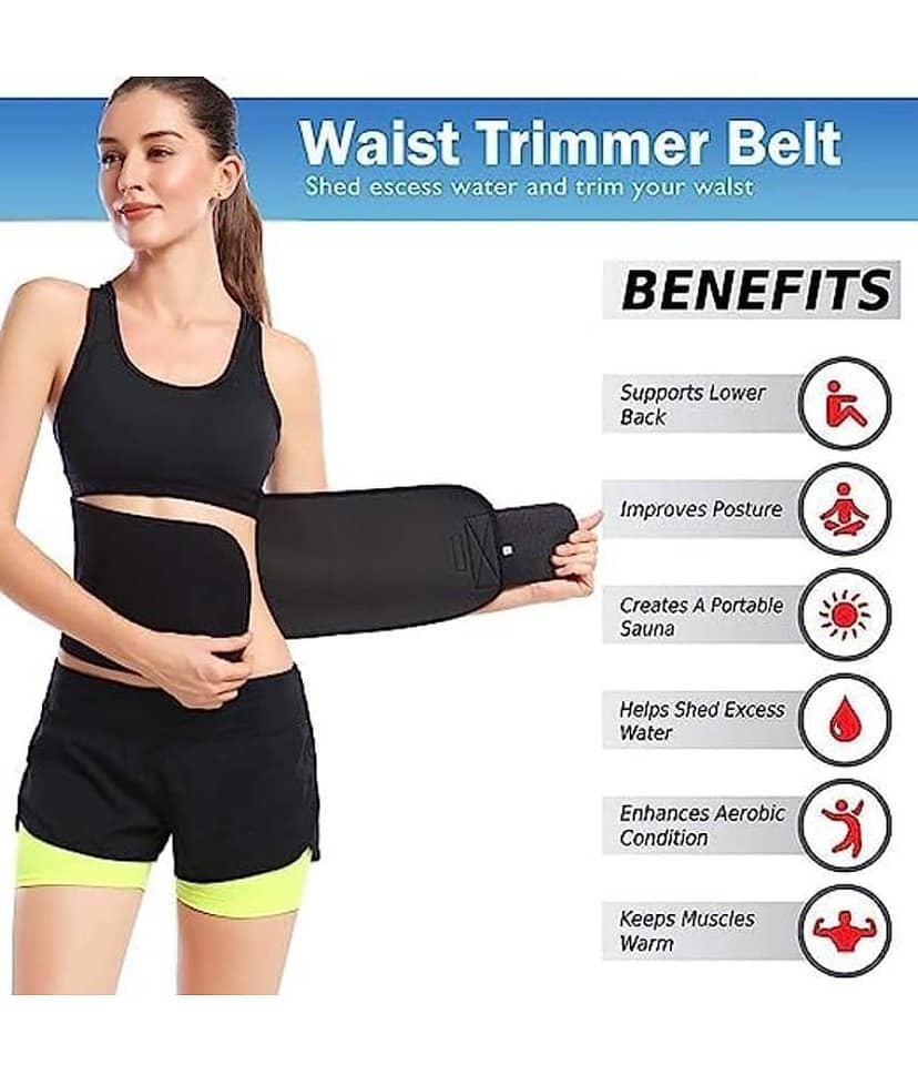 HORSE FIT Sweat Slim Belt for Men & Women, Stomach Belt for Men and Women Non-Tearable Sauna Waist Trainer Adjustable Belt Tummy Exercise Fitness Waist Trainer view 2