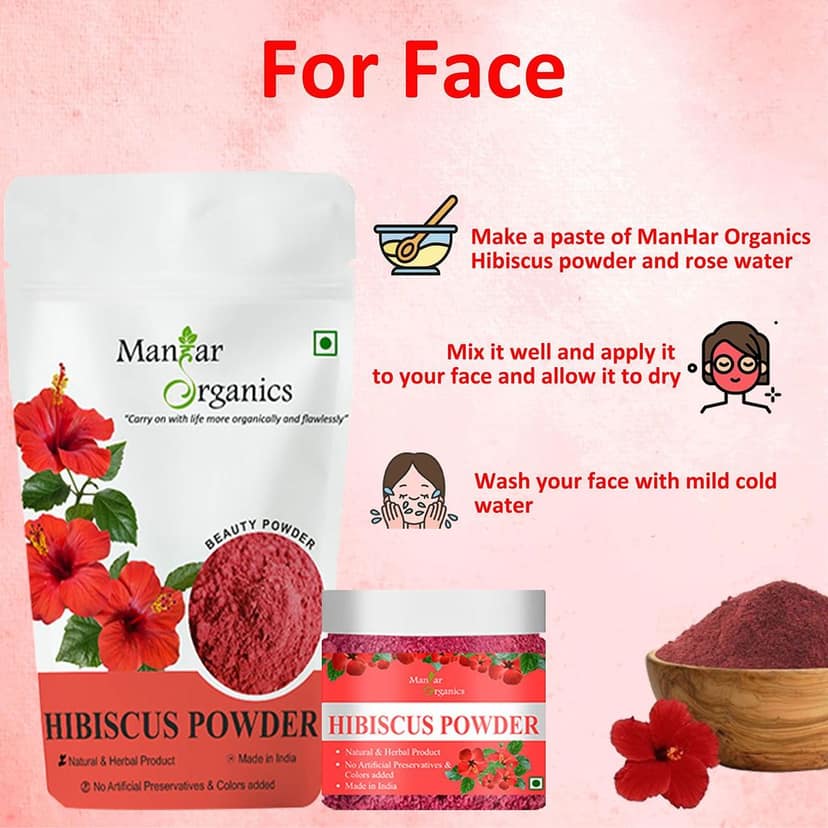 ManHar Organics Hibiscus Powder 1KG– Natural Flower Powder for Hair Growth & Radiant Skin | Herbal Remedy for Dandruff, Acne & Oil Control view 6
