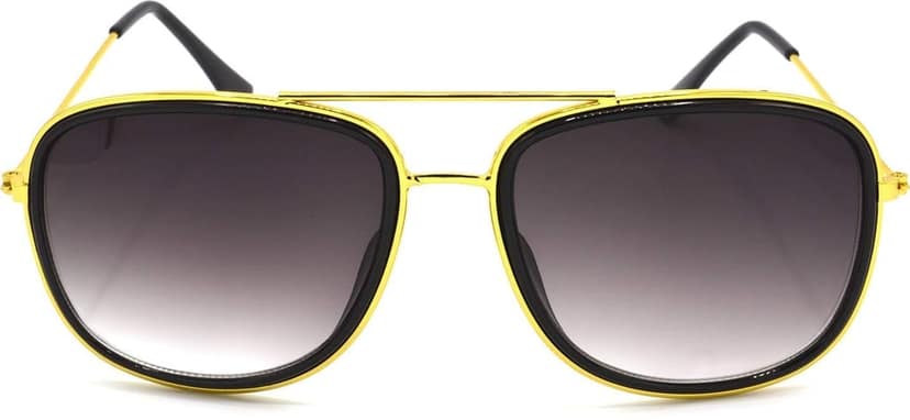 HRINKAR Unisex Sports Sunglasses Black & Golden Frame, Black & Grey Lens (Medium) - Pack of 2 view 3