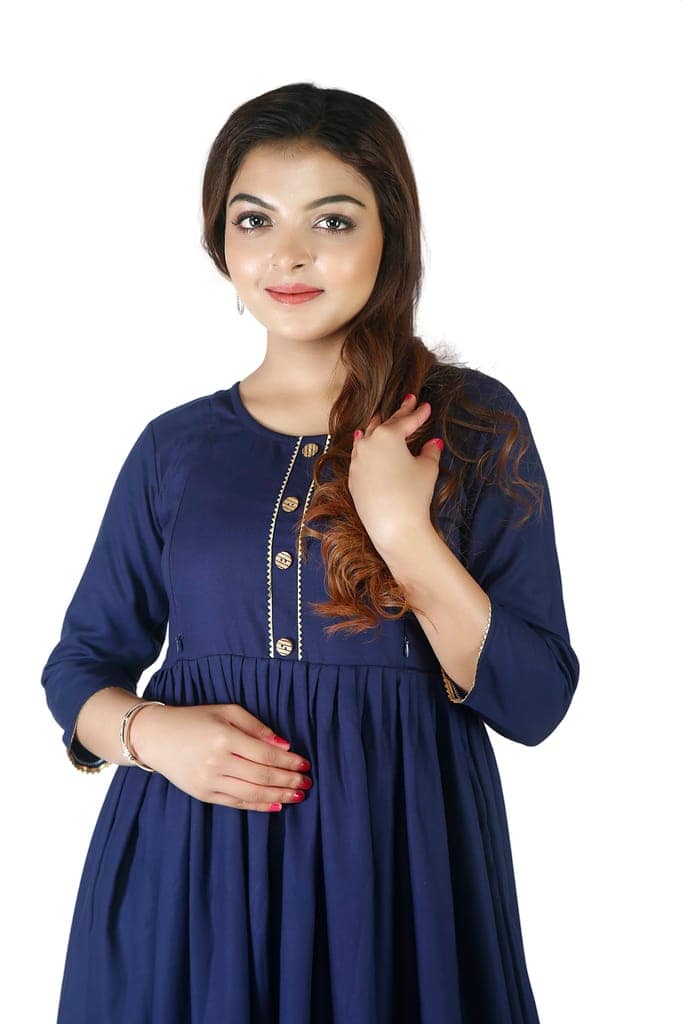 MAHIRA 'S COMFORT Maternity Gown: Stylish Rayon Feeding Kurti for Pregnancy and Breastfeeding view 3