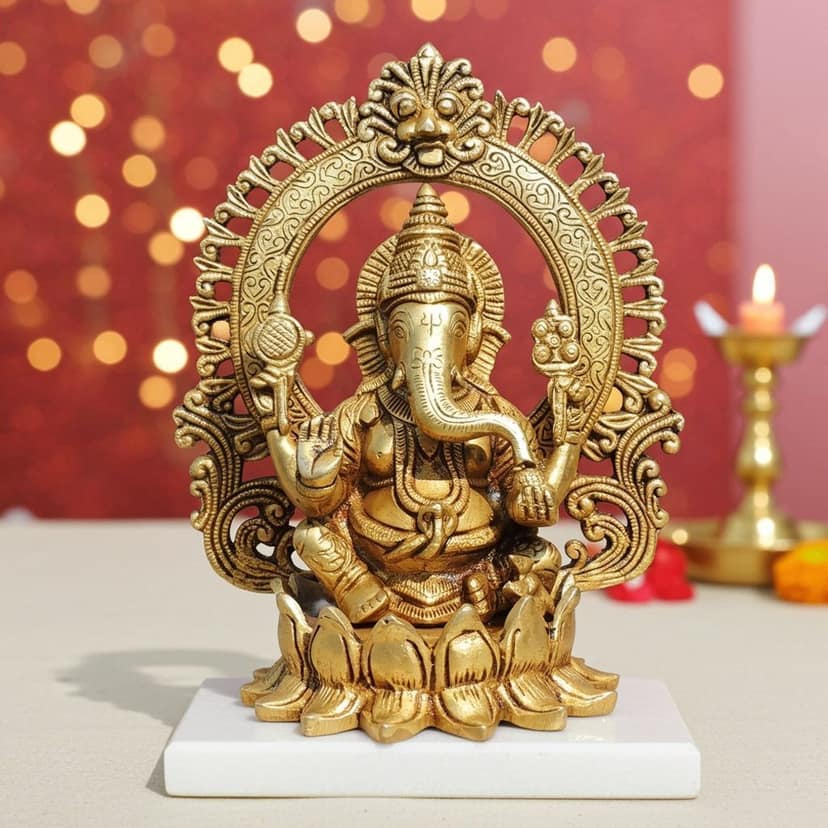 Brass Showpiece Ganesh Ji God Idol Statue (BSMAS1778 G)