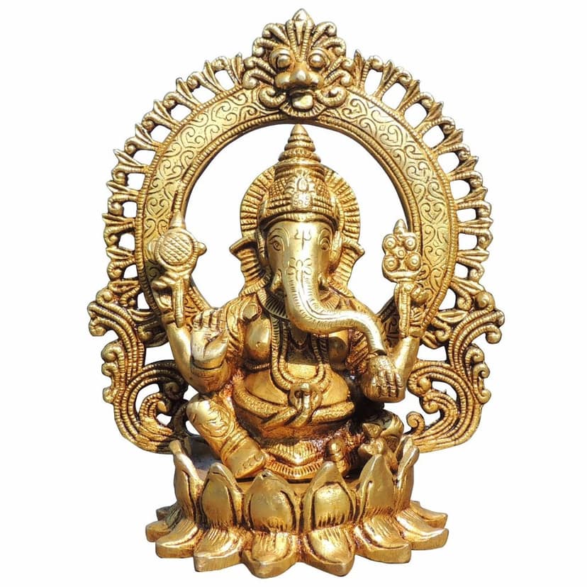 Brass Showpiece Ganesh Ji God Idol Statue (BSMAS1778 G) view 2