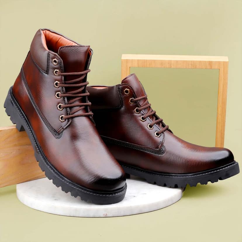 Bxxy's Faux Leather Chelsea Ankle Lace-up Boots for Men view 3