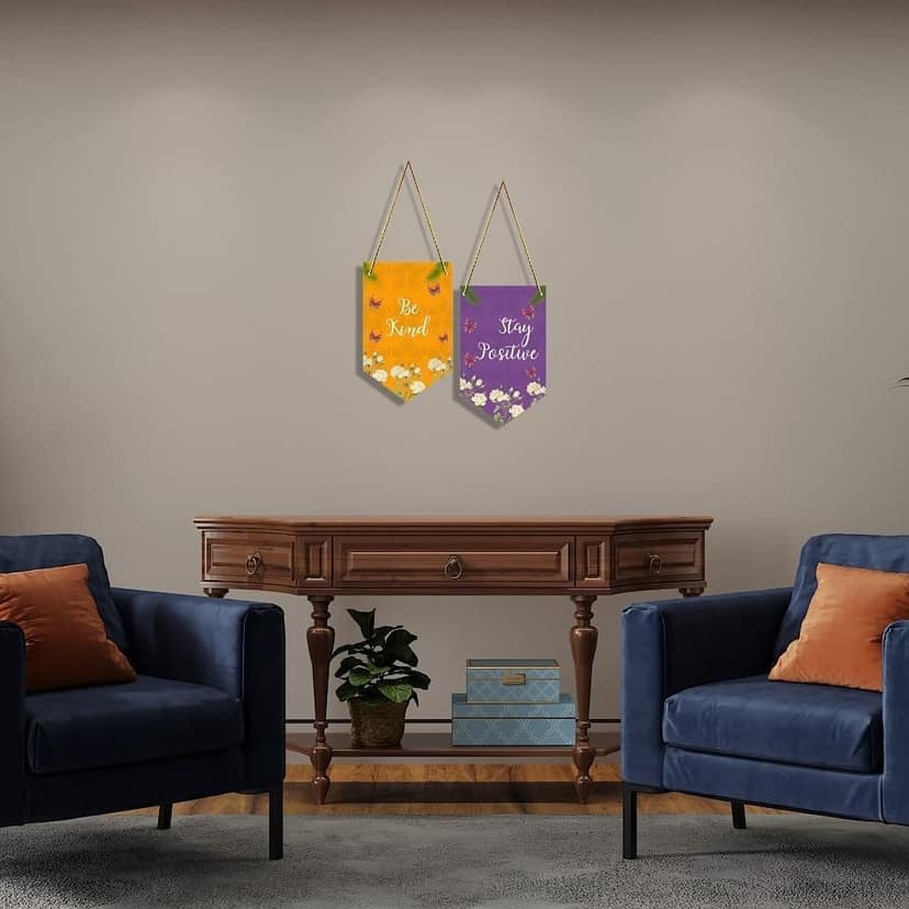 Charmor BeKind Stay Positive Decorative Wall Hanger for Living Room | Bedroom | Office | Gift | Home Decoration | Home Decor Items (WH3506, Set of 2) view 2