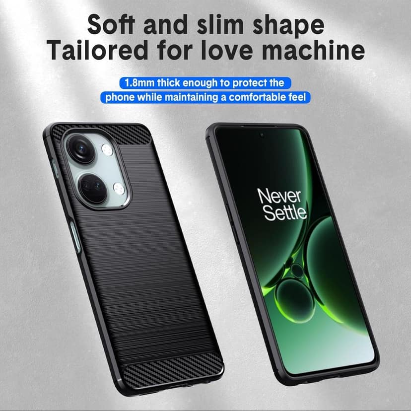 Natbok Compatible with OnePlus Nord 3 Case, Flexible TPU [Brushed Texture] [Anti-Slip] Shockproof Military Protection Bumper Phone Case,Slim Case Cover for OnePlus Nord 3,Black view 3