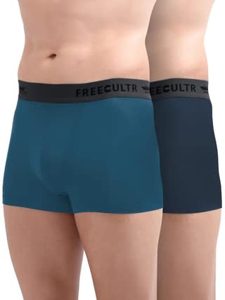 Freecultr Men's Underwear Anti Bacterial Micromodal Airsoft Trunk - Non Itch No Chaffing Sweat Proof - Pack of 2-Midnight Blue,Prussian Blue