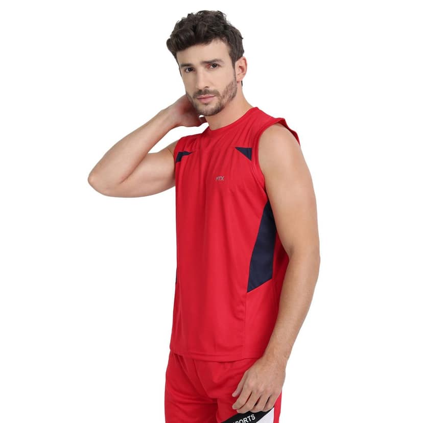 FTX Men Colorblock Round Neck Sleeveless Tshirt view 4