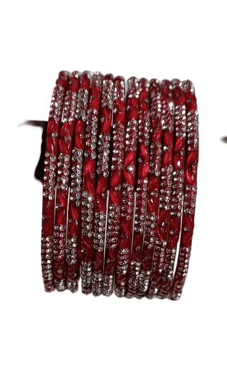 Stunning Red and White Rhinestone Bangle Set