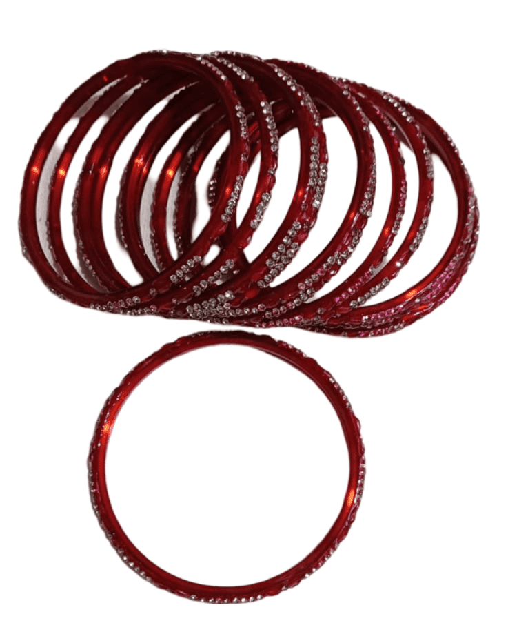 Stunning Red and White Rhinestone Bangle Set view 3