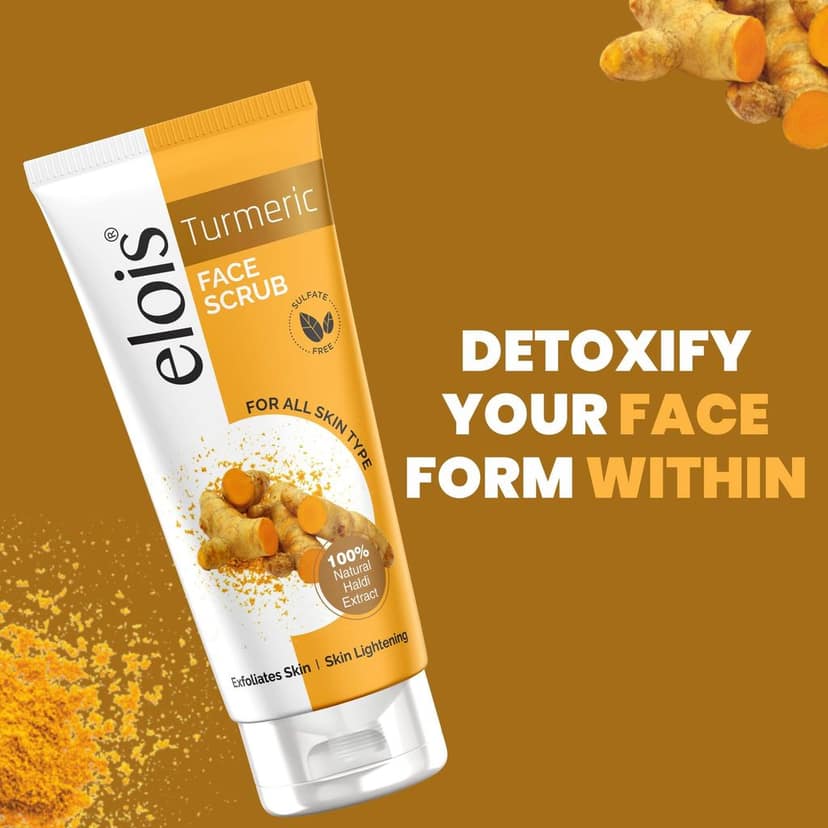 Elois Turmeric Face Scrub For Men and Women Fairness & Deep Cleansing for Face Tan Removal 100gm view 7