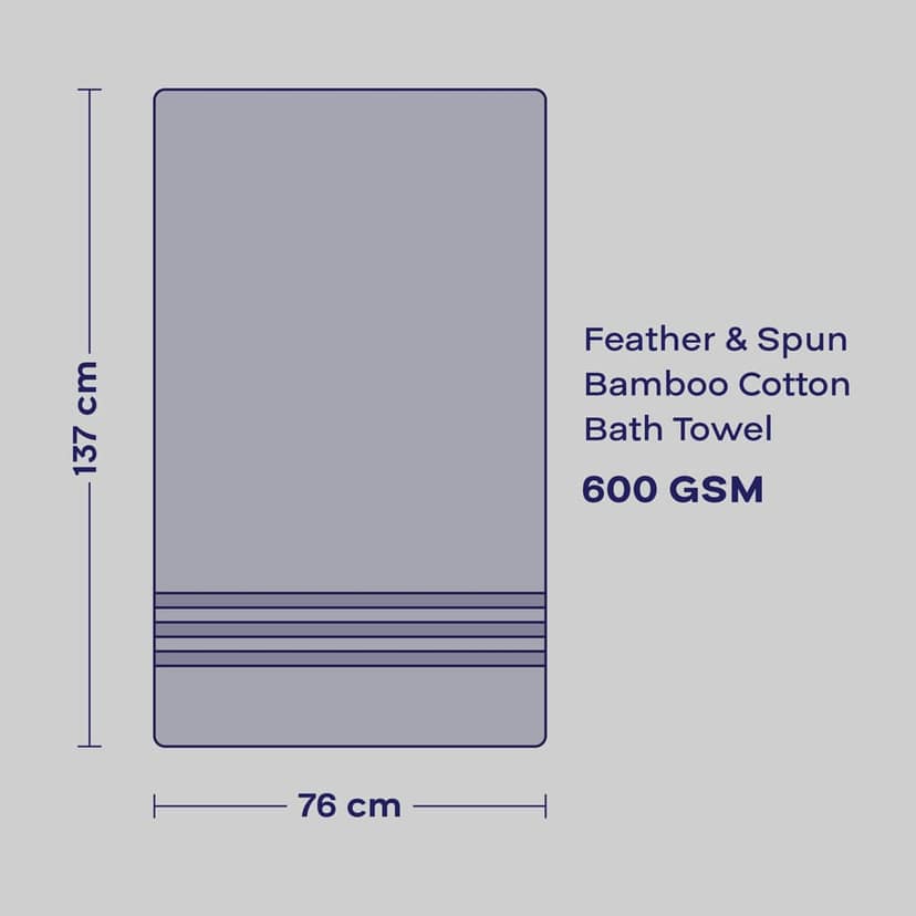 Feather & Spun Bamboo Cotton Bath Towel | Lavender Fragrance | Oeko-TEX® Standard 100 | Anti Microbial | Fade Resistant | Double Needle Stitch | 600 GSM - 76 cms x 137 cms view 7