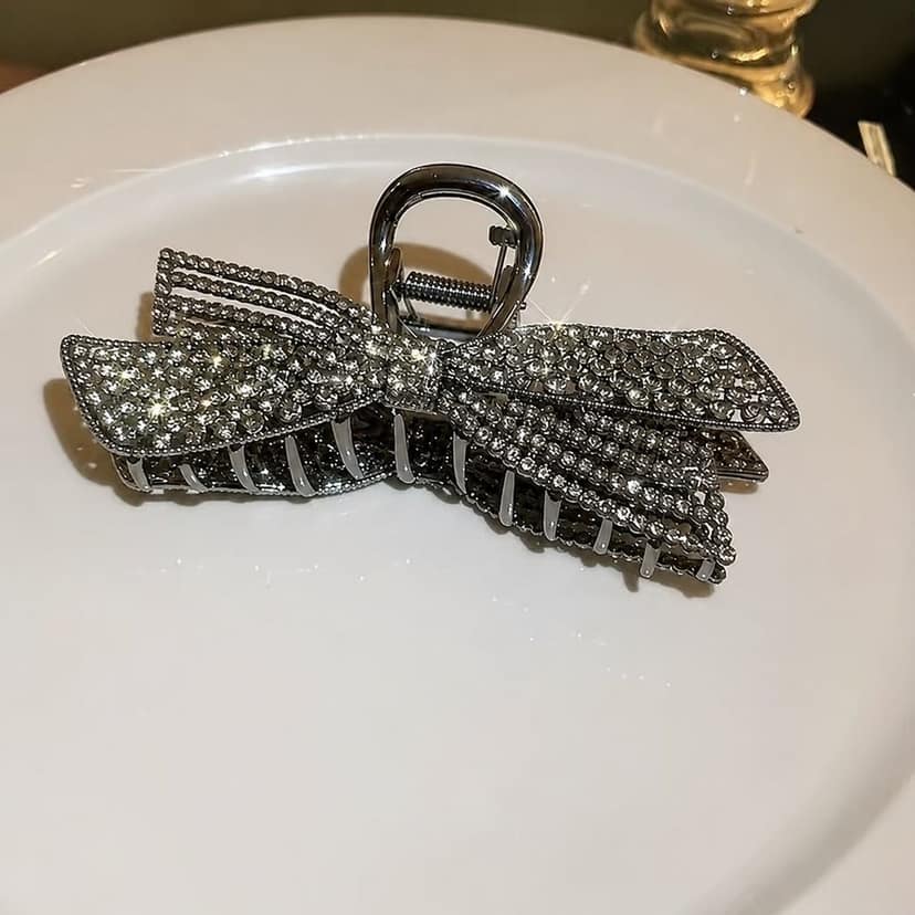 Luxury Crystal Bow Hair Claw Clip view 2