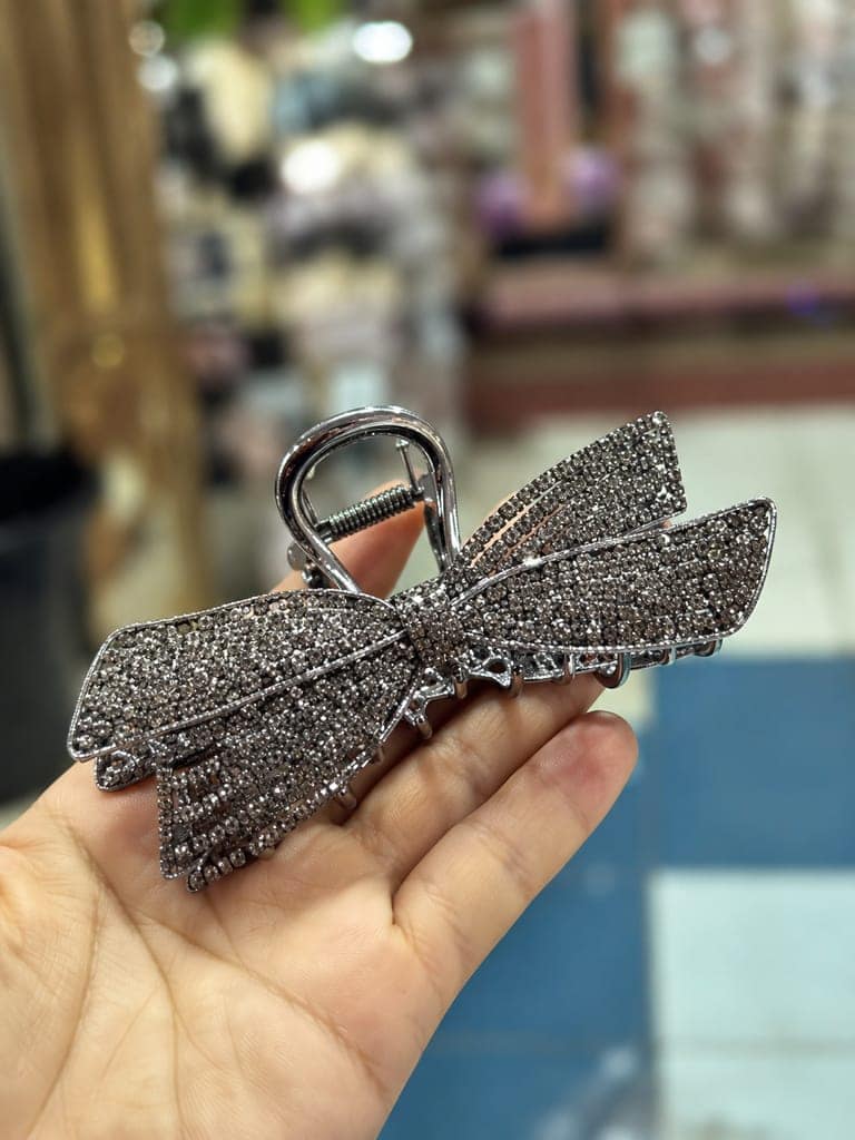Luxury Crystal Bow Hair Claw Clip view 3