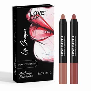 Love Earth Lip Crayon Non-Transfer Lipstick Peachy Brown - Pack of 2